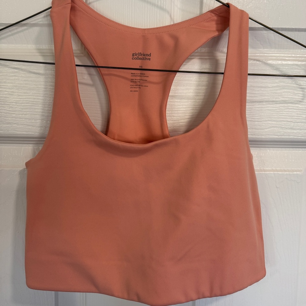 NWOT Girlfriend Collective Paloma Racerback Sports Bra, Peach/Coral, XS - Picture 3 of 4